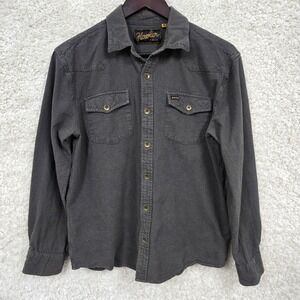 Howler Brothers Gaucho Western Shirt Mens Medium Charcoal Grey Micro Dot Cotton